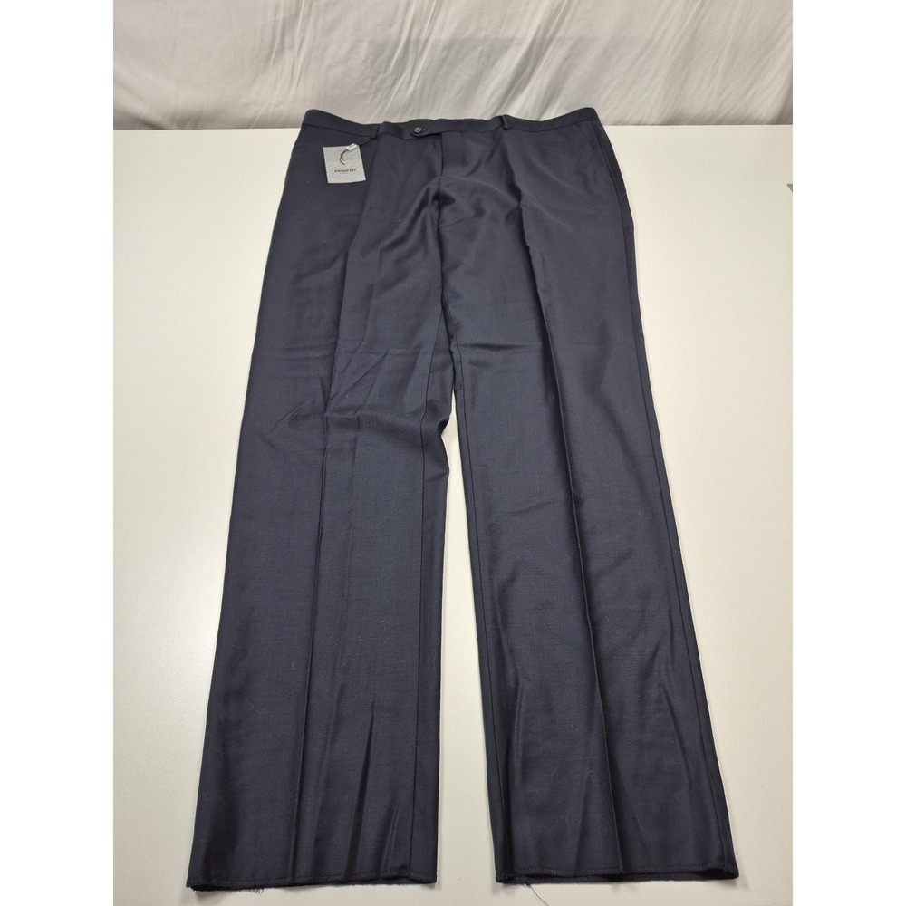 Rossetti Dress Pants Mens 44x36 Blue Wool Flat Front Super 150s Unhemmed NWT